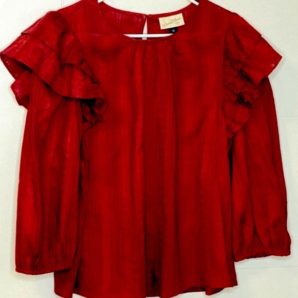 UNIVERSAL THREAD ruffle balloon sleeve peasant top NWT - Picture 2 of 4